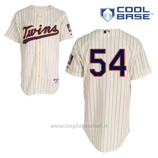 Maglia Baseball Uomo Minnesota Twins Ervin Santana 54 Crema Alterner Cool Base